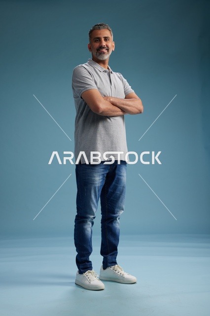 Saudi Man in Casual Clothes Studio Portrait