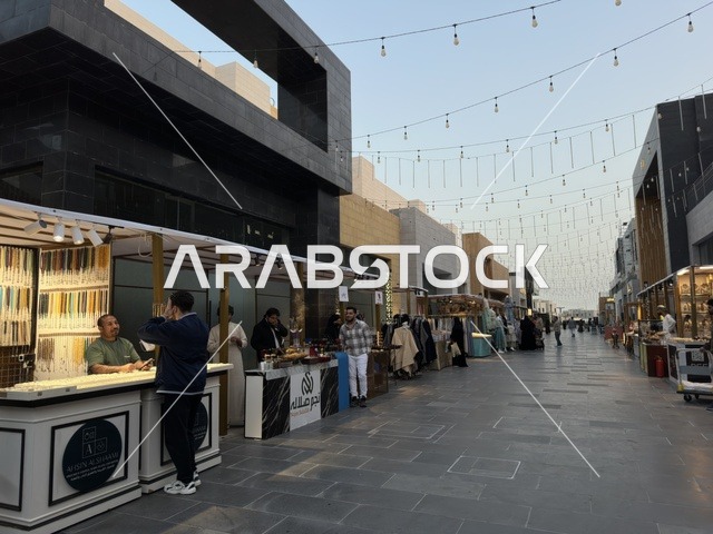 A unique shopping experience at the event "You and I, O Ramadan" in the city of Jeddah, Saudi Arabia, on February 1, 2026. A social and cultural Ramadan experience, interactive activities and Ramadan shows, family sessions and spiritual atmospheres, entertainment events inspired by the spirit of the holy month, warm atmospheres that enhance the values of sharing and celebrating Ramadan.