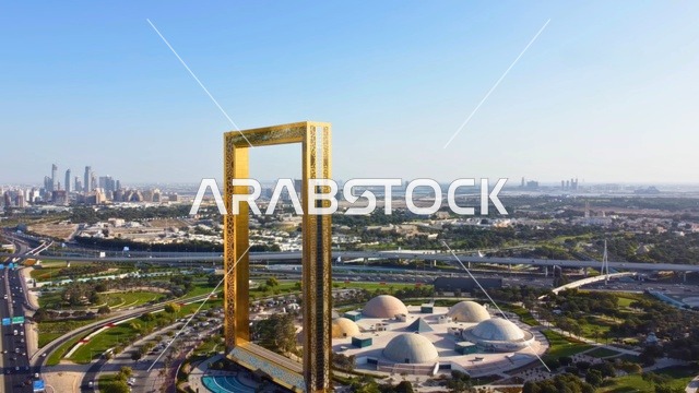 Dubai Frame UAE Aerial View Sheikh Zayed Road Skyline