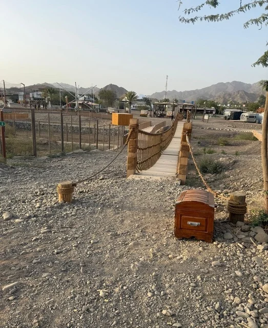 Wooden Rope Bridge at Hatta Wadi Hub UAE Mountains