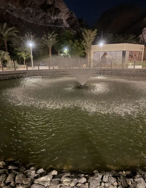 Illuminated Water Fountain in Hatta Dubai at Night