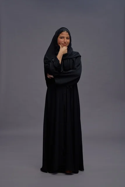 Saudi Woman in Black Abaya Studio Portrait
