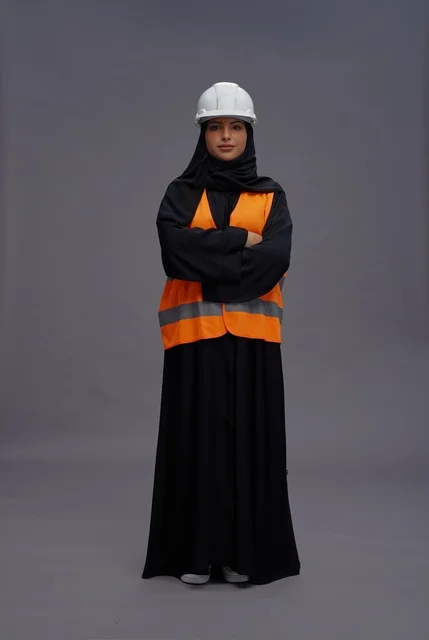 Saudi Female Engineer in Safety Vest and Hard Hat