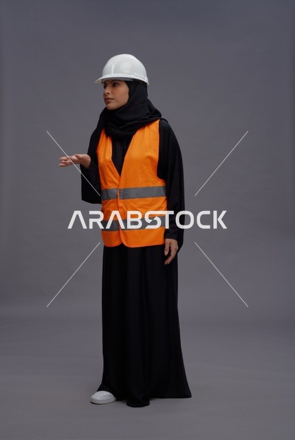 Saudi Female Engineer in Safety Vest and Hard Hat