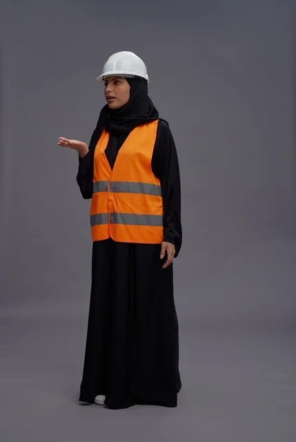 Saudi Female Engineer in Safety Vest and Hard Hat