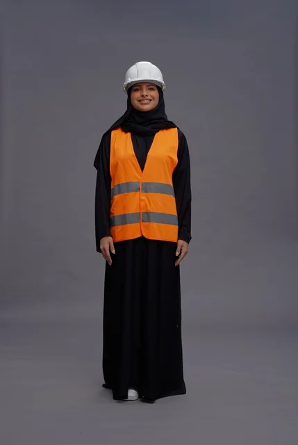 Saudi Female Engineer in Safety Vest and Hard Hat