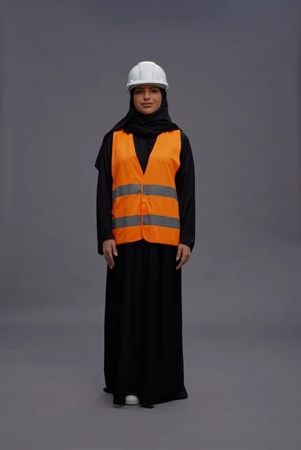 Saudi Female Engineer in Safety Vest and Hard Hat