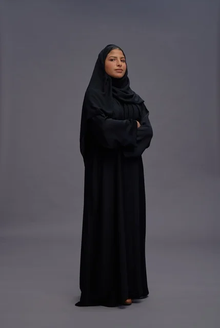 Saudi Woman in Black Abaya Studio Portrait
