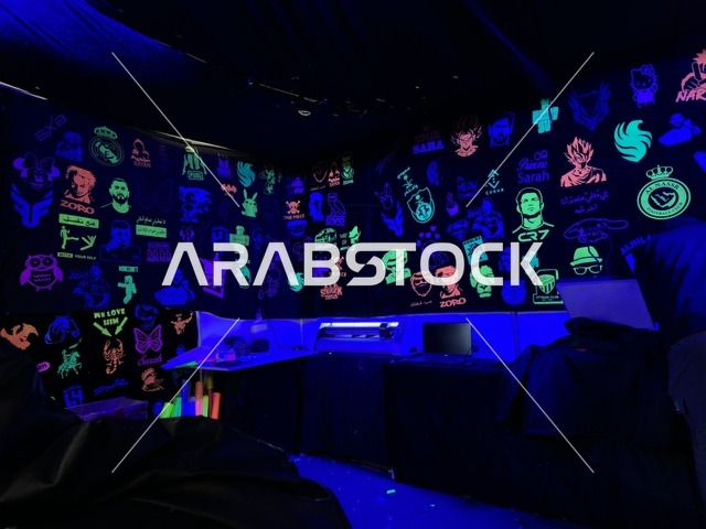 رسومات نيون في معرض هلا فبراير داخل إكسبو الظهران