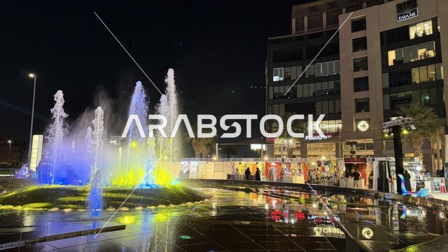 Emaar Nights Jeddah Illuminated Fountain Display at Night