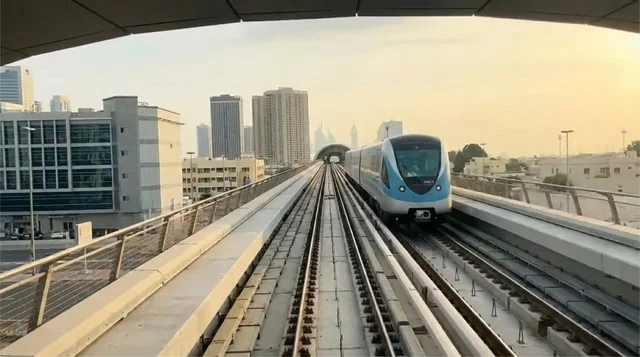 Dubai Metro Train and Urban Skyline Skyline