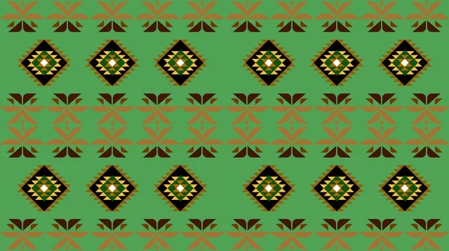 نمط السدو السعودي التقليدي على خلفية خضراء