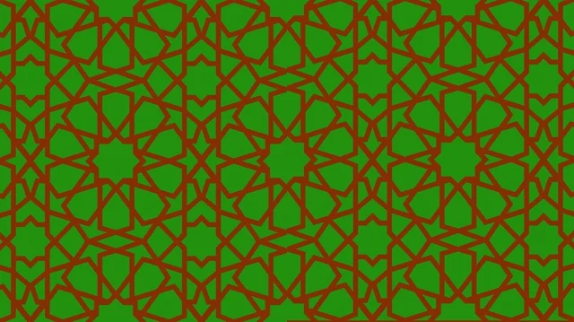 Islamic Geometric Arabesque Pattern on Green Background