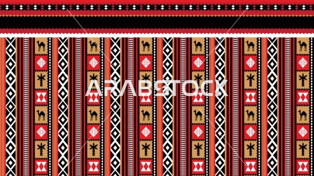 نقش السدو السعودي التقليدي مع رموز التراث البدوي