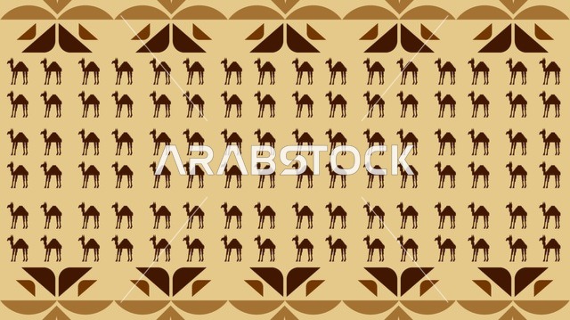 نقوش السدو السعودي التقليدي مع رسومات الإبل