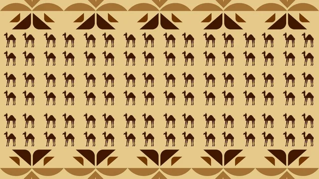 نقوش السدو السعودي التقليدي مع رسومات الإبل