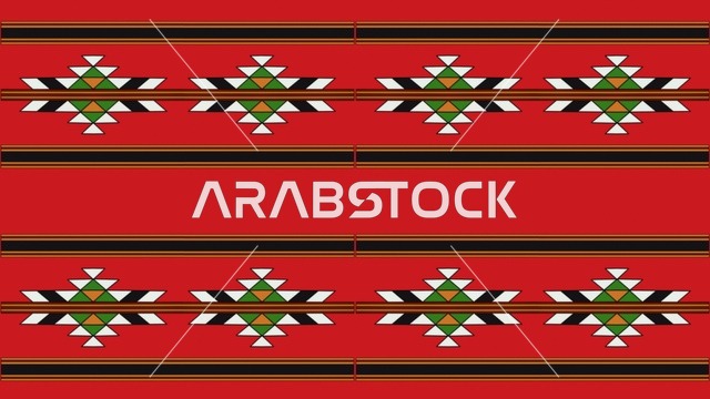 تصميم نقش السدو السعودي التقليدي باللون الأحمر