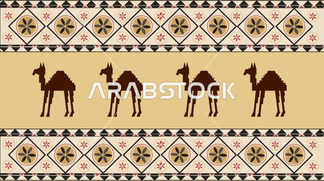 نقش السدو السعودي التقليدي مع صور الجمال