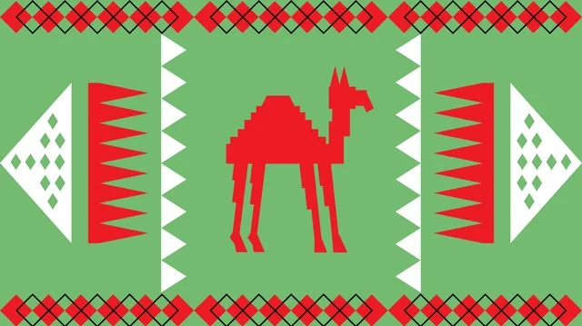 نقوش السدو السعودي التقليدية مع رسم توضيحي للجمل