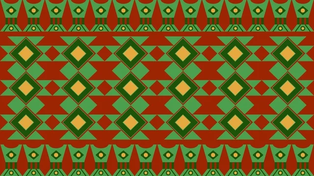 نمط هندسي تقليدي من فن القط العسيري السعودي التراثي