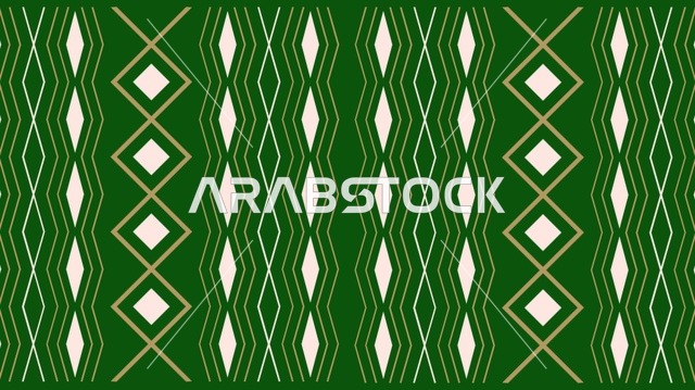 خلفية نقوش السدو السعودي الهندسية باللون الأخضر