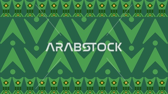 نقوش سدو سعودية نجدية تقليدية على خلفية خضراء