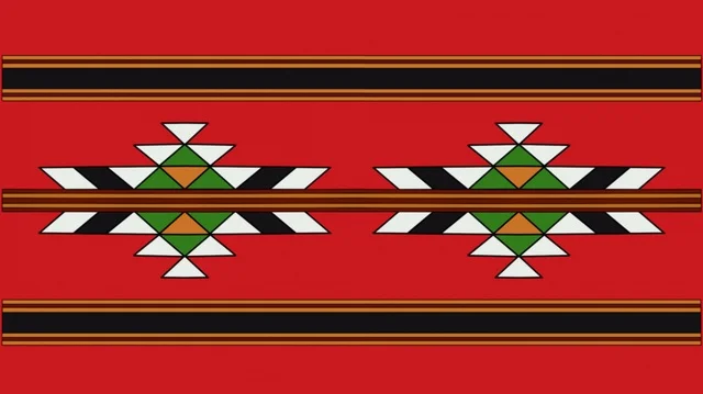 نقش السدو السعودي التقليدي بزخارف هندسية