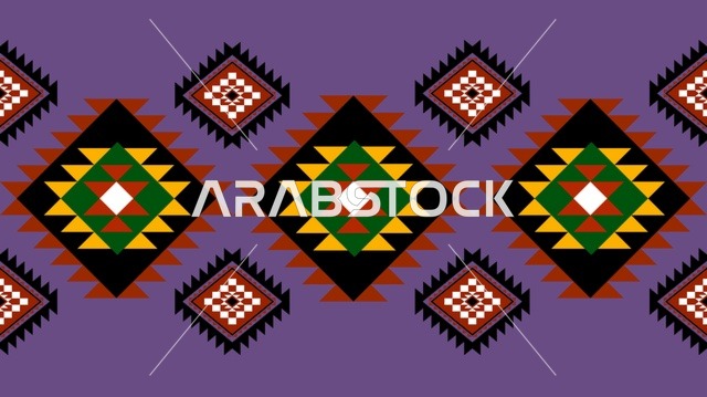 نقوش السدو السعودية التقليدية على خلفية أرجوانية