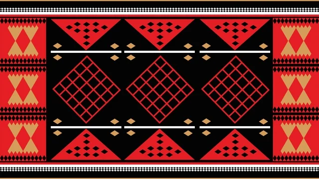 نقش السدو السعودي التقليدي بتصميم هندسي