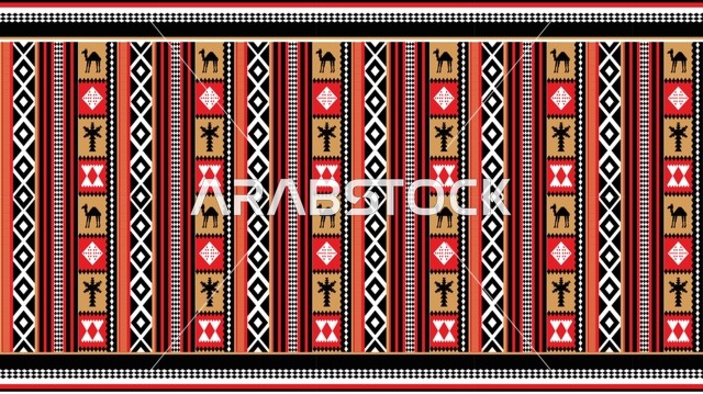 نقوش السدو السعودي التقليدية مع عناصر التراث