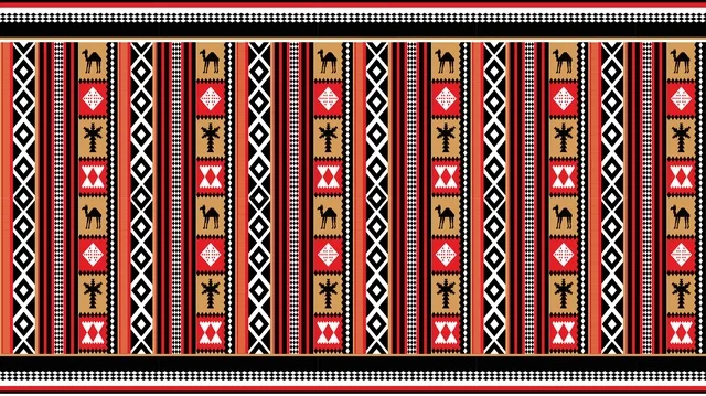 نقوش السدو السعودي التقليدية مع عناصر التراث