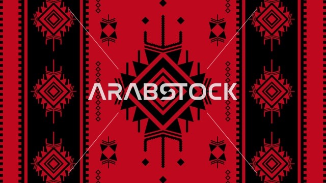 نقوش السدو السعودي التقليدية باللونين الأحمر والأسود