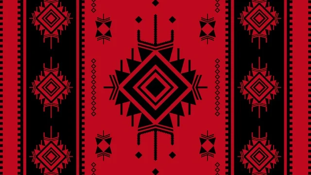 نقوش السدو السعودي التقليدية باللونين الأحمر والأسود