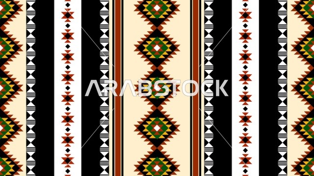 تصميم نقش سدو سعودي تقليدي بزخارف هندسية تراثية