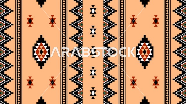 نقش السدو السعودي التقليدي بزخارف هندسية تراثية