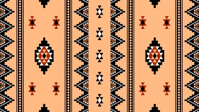 نقش السدو السعودي التقليدي بزخارف هندسية تراثية