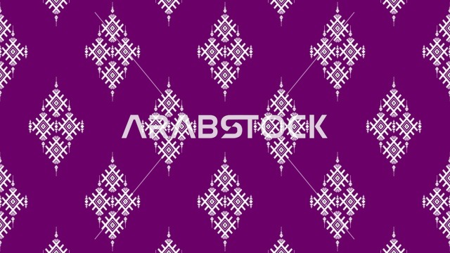 نمط هندسي تايلاندي تقليدي على خلفية أرجوانية للتصميم