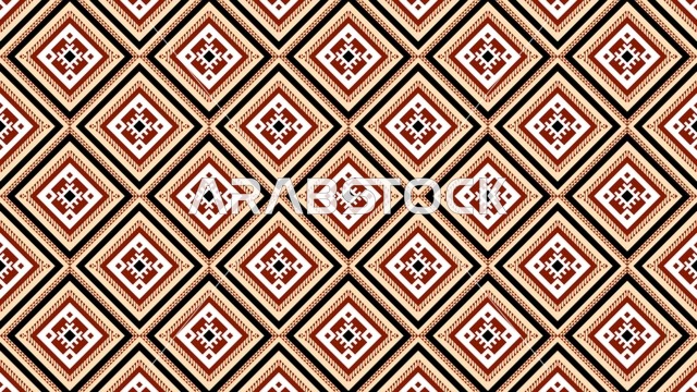 نقش السدو السعودي التقليدي بنمط هندسي تراثي