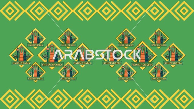 خلفية معالم المملكة العربية السعودية ونقوش هندسية