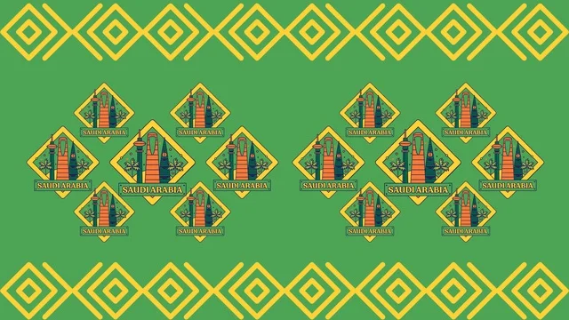 Saudi Arabia Landmarks and Geometric Pattern Background