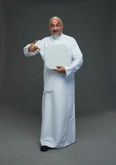 Elderly Arab Man Holding Blank White Sign