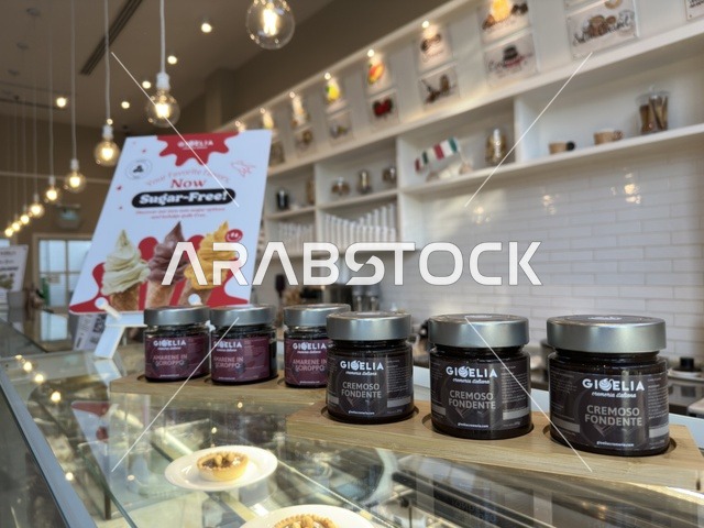 Gioelia Chocolate Spread Jars in Ice Cream Shop