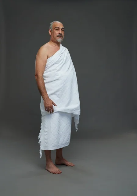 Saudi Man in White Ihram for Hajj and Umrah