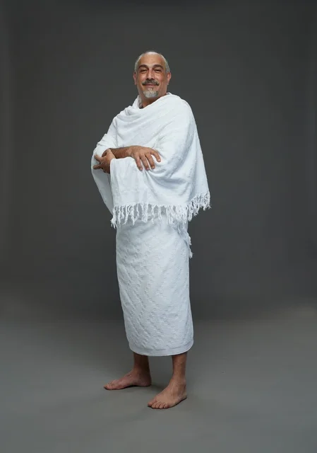 Saudi Man in White Ihram for Hajj and Umrah