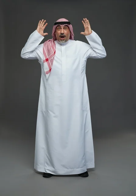 Surprised Saudi Man in Traditional Thobe and Agal