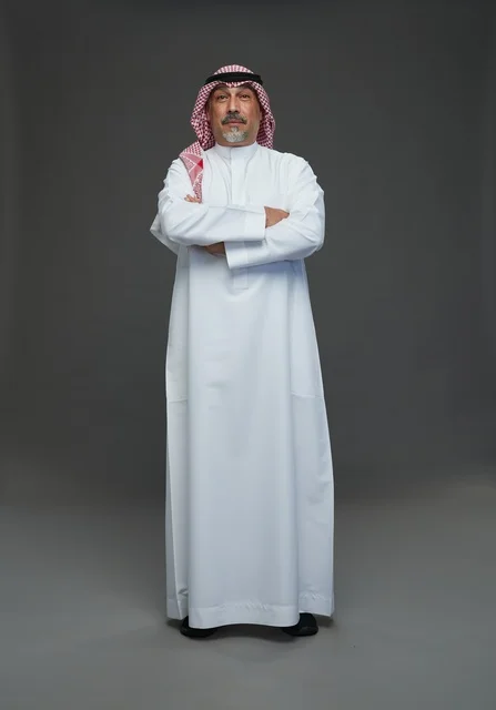 Saudi Man in Traditional Thobe and Ghutra Studio Portrait
