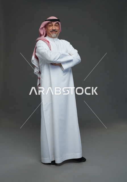 Saudi Man in Traditional Thobe and Shemagh Studio Portrait