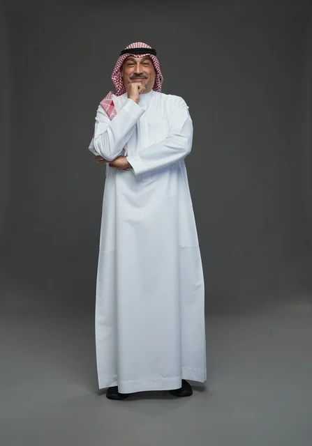 Saudi Man in Traditional Thobe and Shemagh Studio Portrait