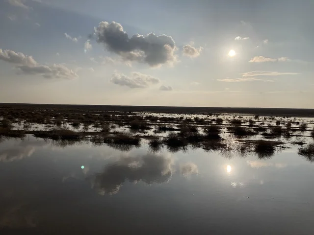 Desert Landscape Water Reflection at Sunset