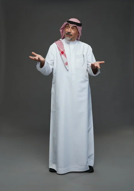 Saudi Man in Traditional Thobe and Shemagh Studio Portrait
